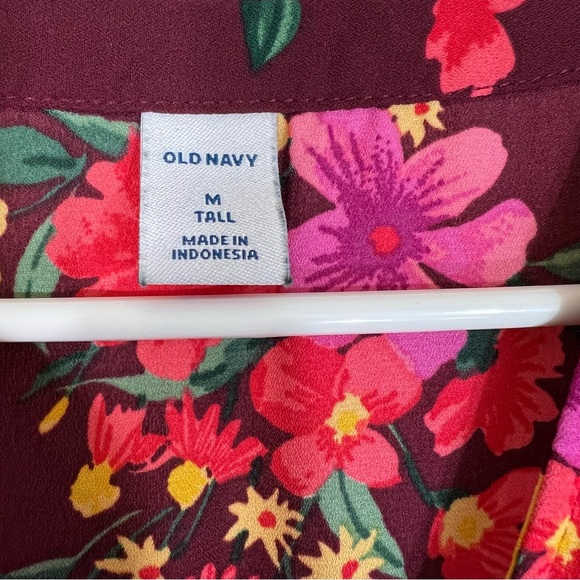 Old navy, dress floral shift burgundy,  M Tall. - Picture 14 of 15